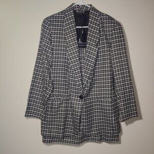Chad Stevens Vintage 80s Houndstooth 2 pc Set Sz 14 Black White